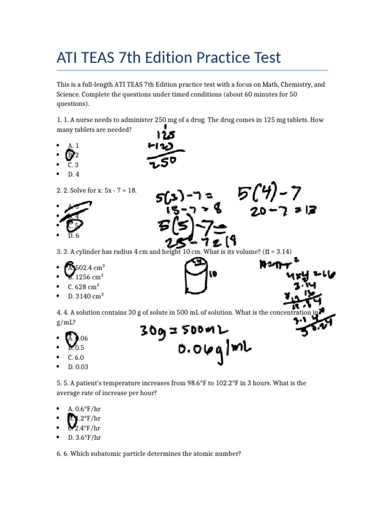 ATI TEAS7 Practice Test | PDF