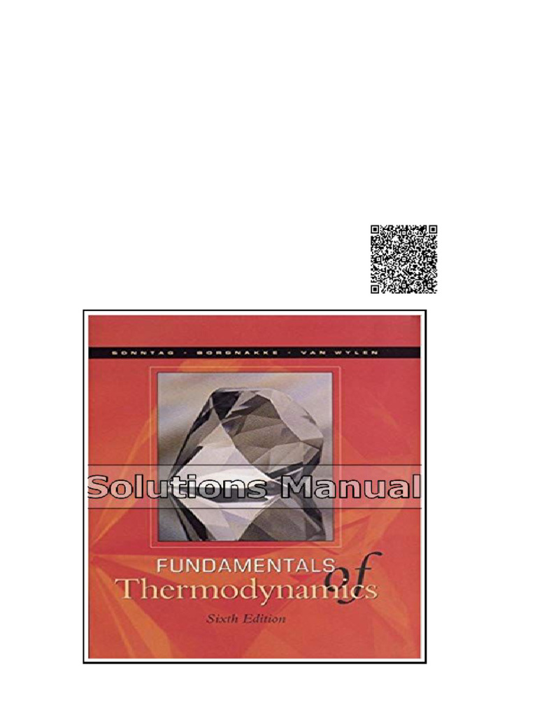 Fundamentals of Thermodynamics 6Th Edition Sonntag Solutions Manual | PDF