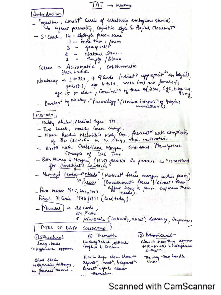Thematic Apperception Test Cheatsheet 1756298167 | PDF