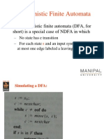 Deterministic Finite Automata: - A Deterministic Finite Automata (DFA, For Short) Is A Special Case of NDFA in Which