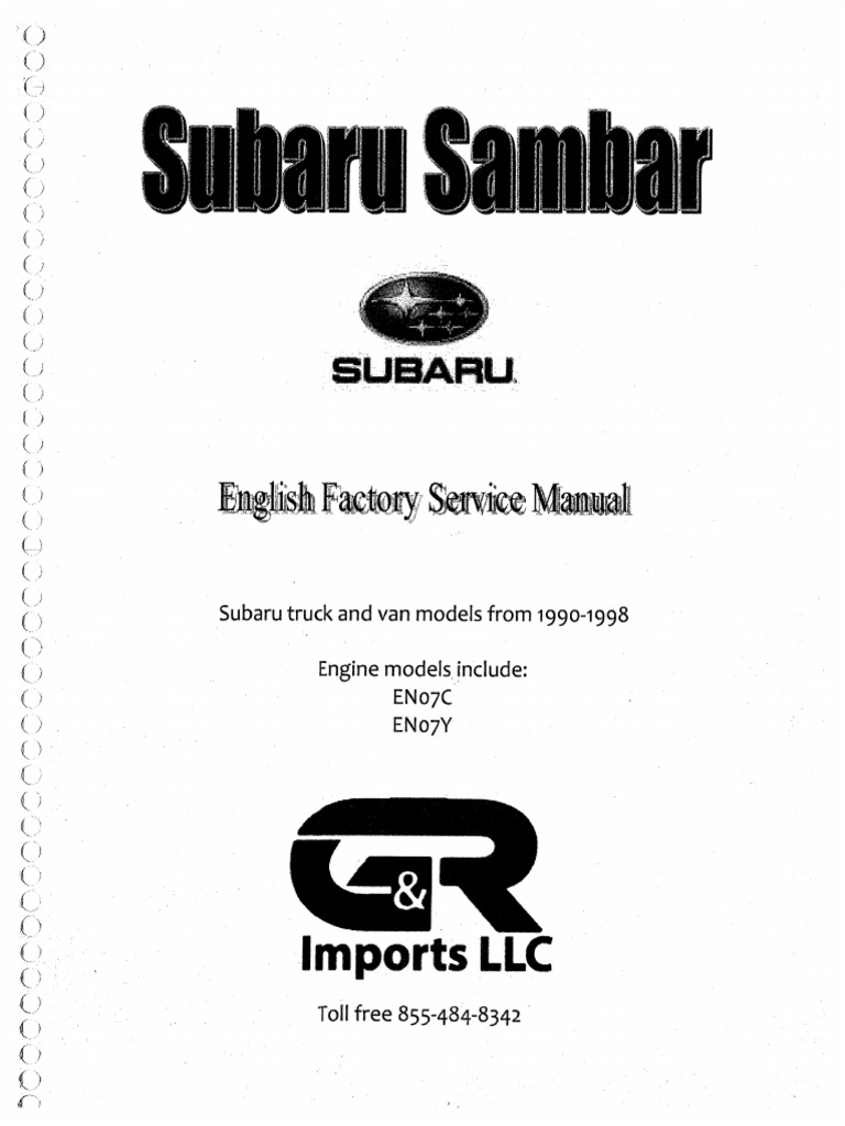 1990-1998 Subaru Sambar Service Manual 2 | PDF