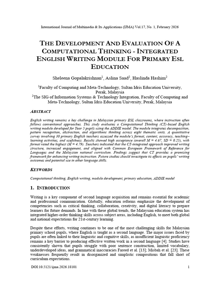 The Development and Evaluation of A Computational Thinking - Integrated ...