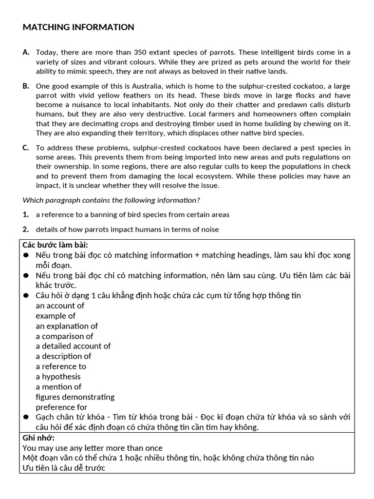 Matching Information | PDF