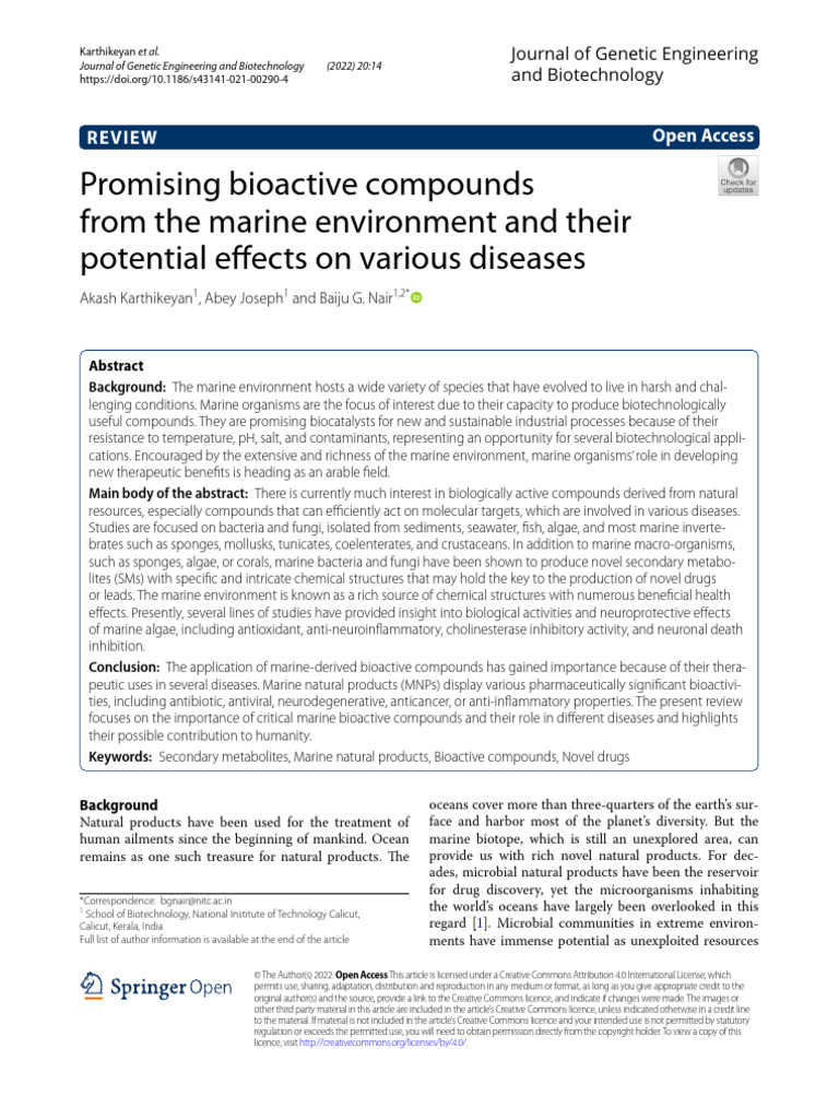 Promising Bioactive Compounds From The Marine Environment and Their ...