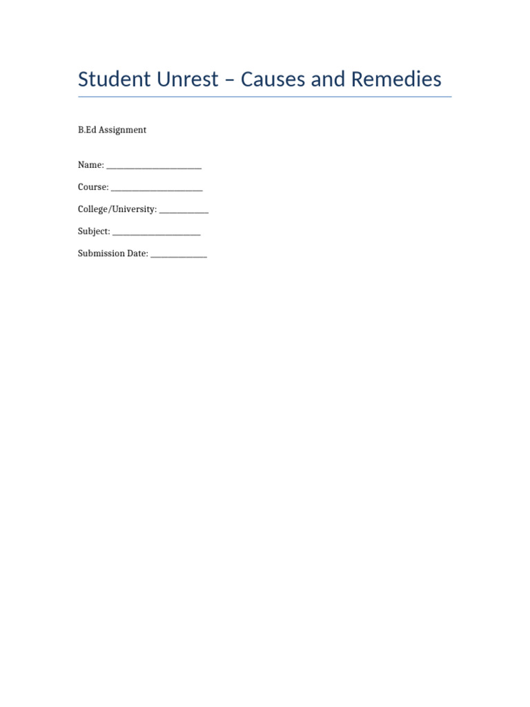 Student Unrest Expanded BEd Assignment | PDF | Teachers | Anxiety