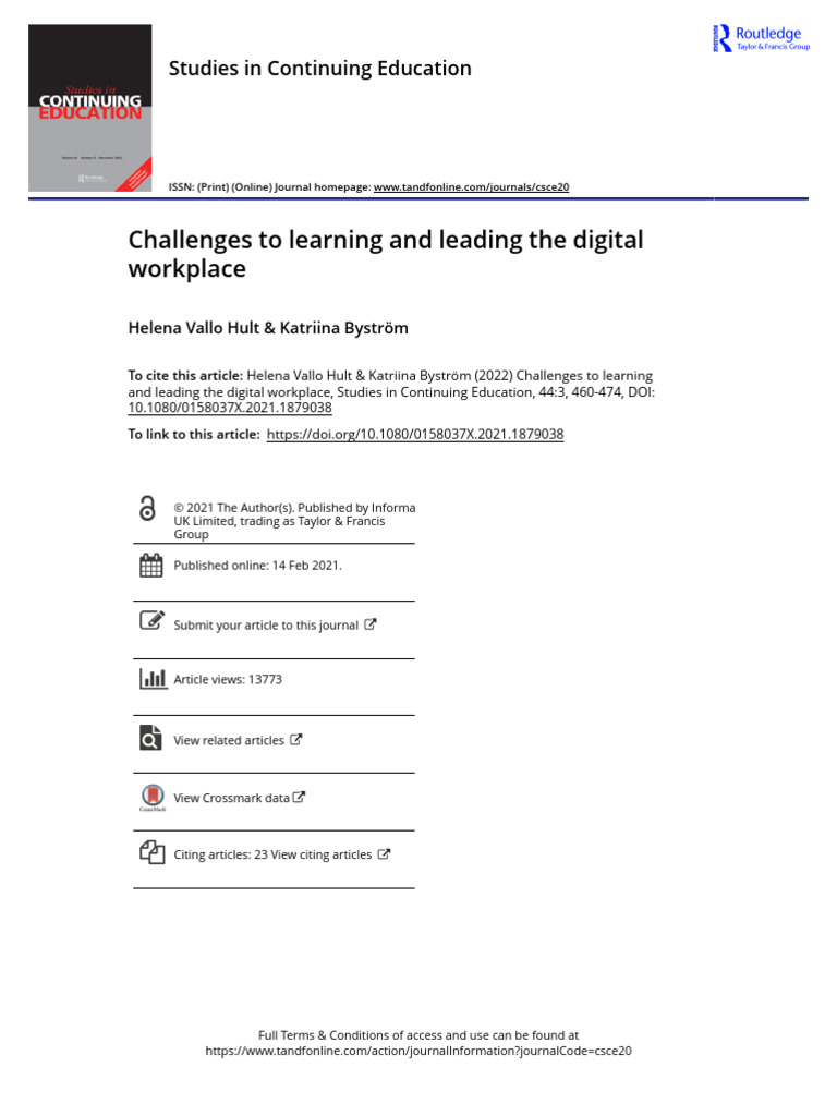 Challenges To Learning and Leading The Digital Workplace | PDF