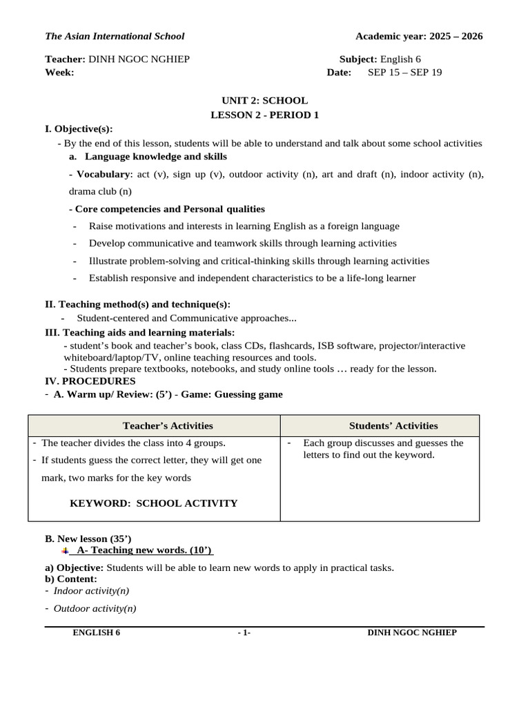 Unit 2 Lesson 2 Period 1 - UPDATED | PDF