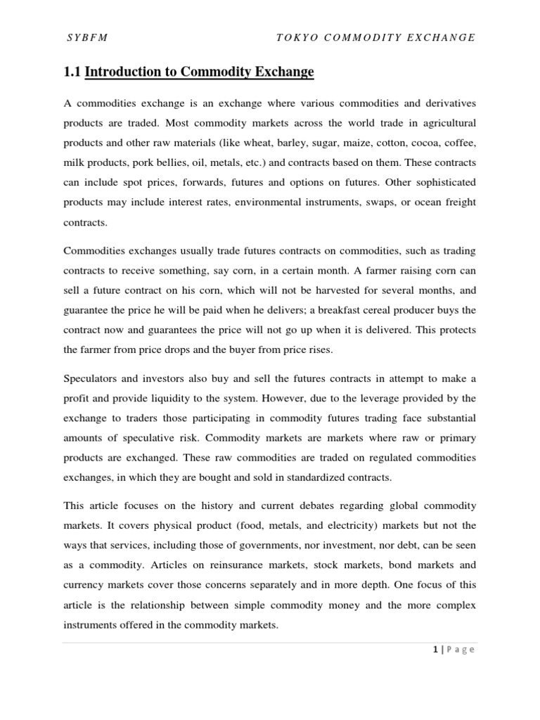 Introduction To Commodity Exchange PDF Order (Exchange) Commodity