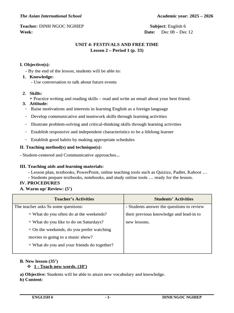Unit 4 Lesson 2 Period 1 - UPDATED | PDF