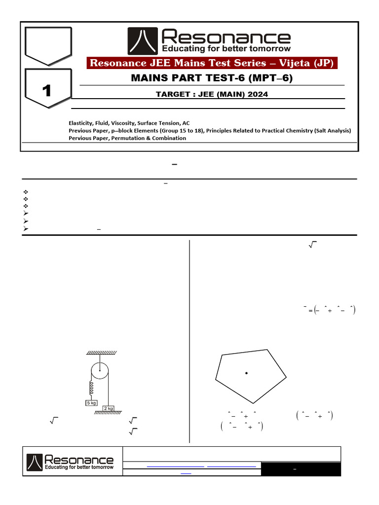JEE Main - Part Test-6 - 06-12-23 | PDF