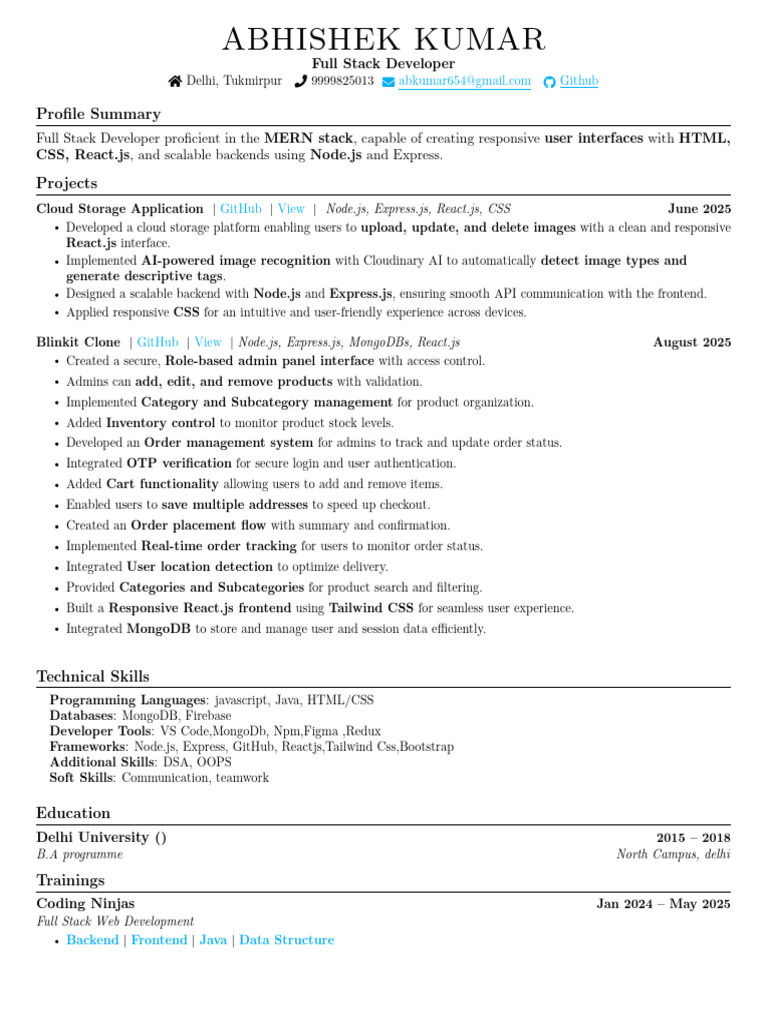 Abhishek Kumar Resume | PDF