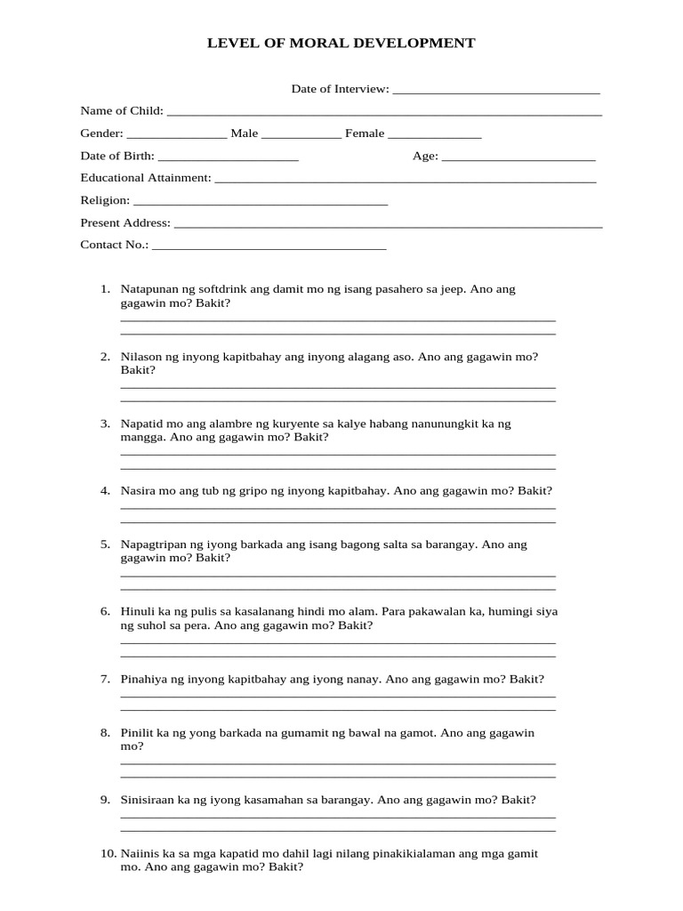 Child Functioning Checklist | PDF
