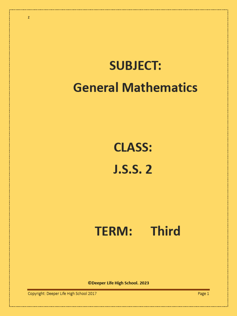 Js 2 Mathematics Third Term E-Note | PDF