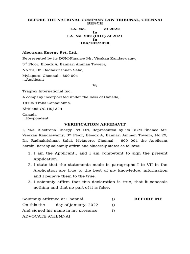 Verification Affidavit | PDF