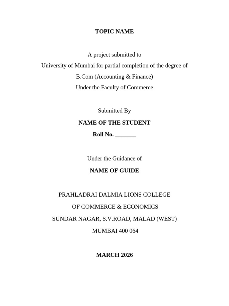 First Five Page For BAF Project Work 2025-26 | PDF