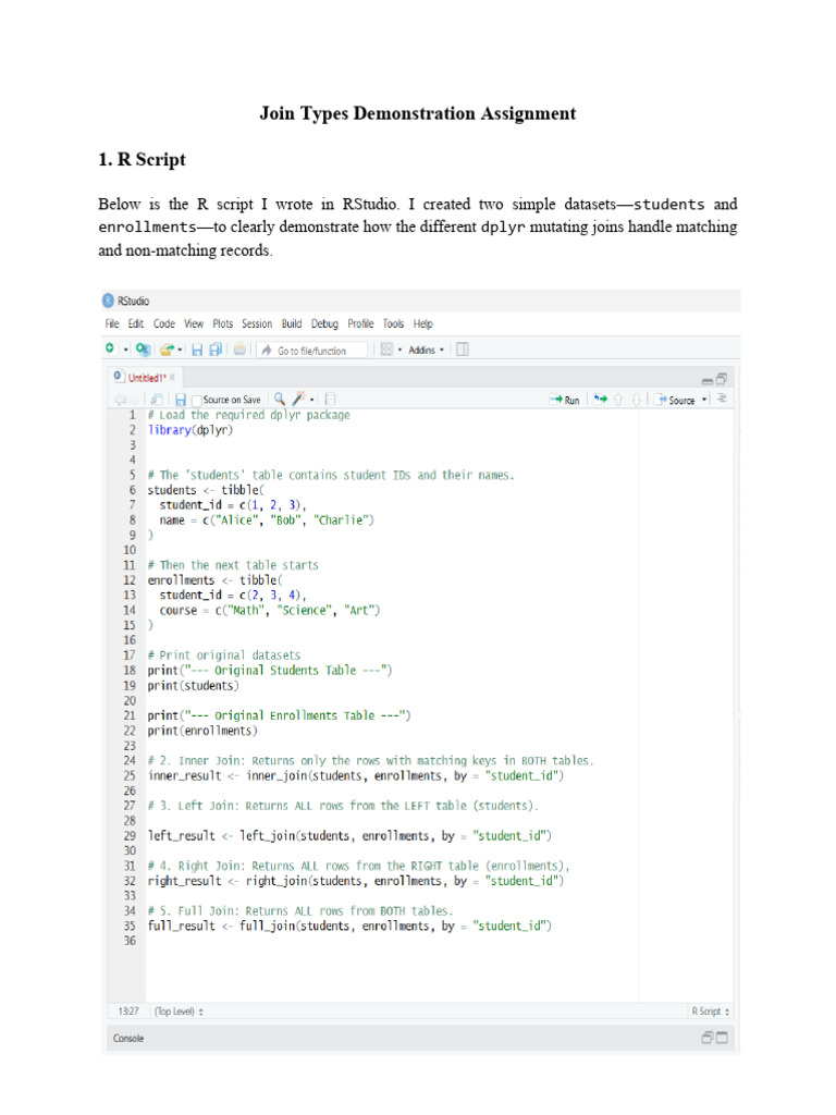 Join Types Demonstration Assignment | PDF