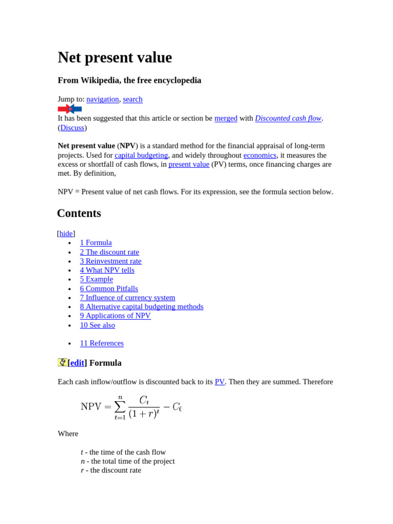 Net Present Value | PDF