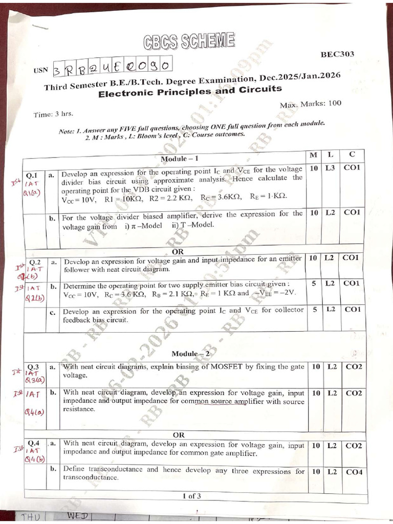 BEC303 - EPC 2026 Questions Paper | PDF