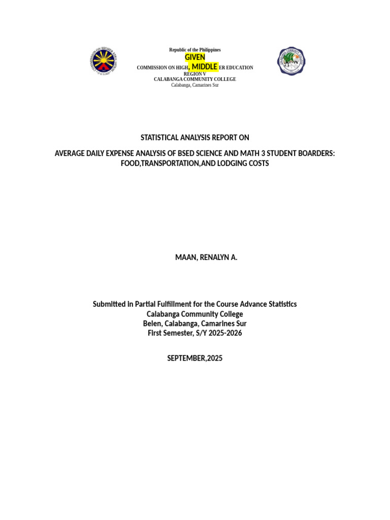 Statistical Report Format | PDF