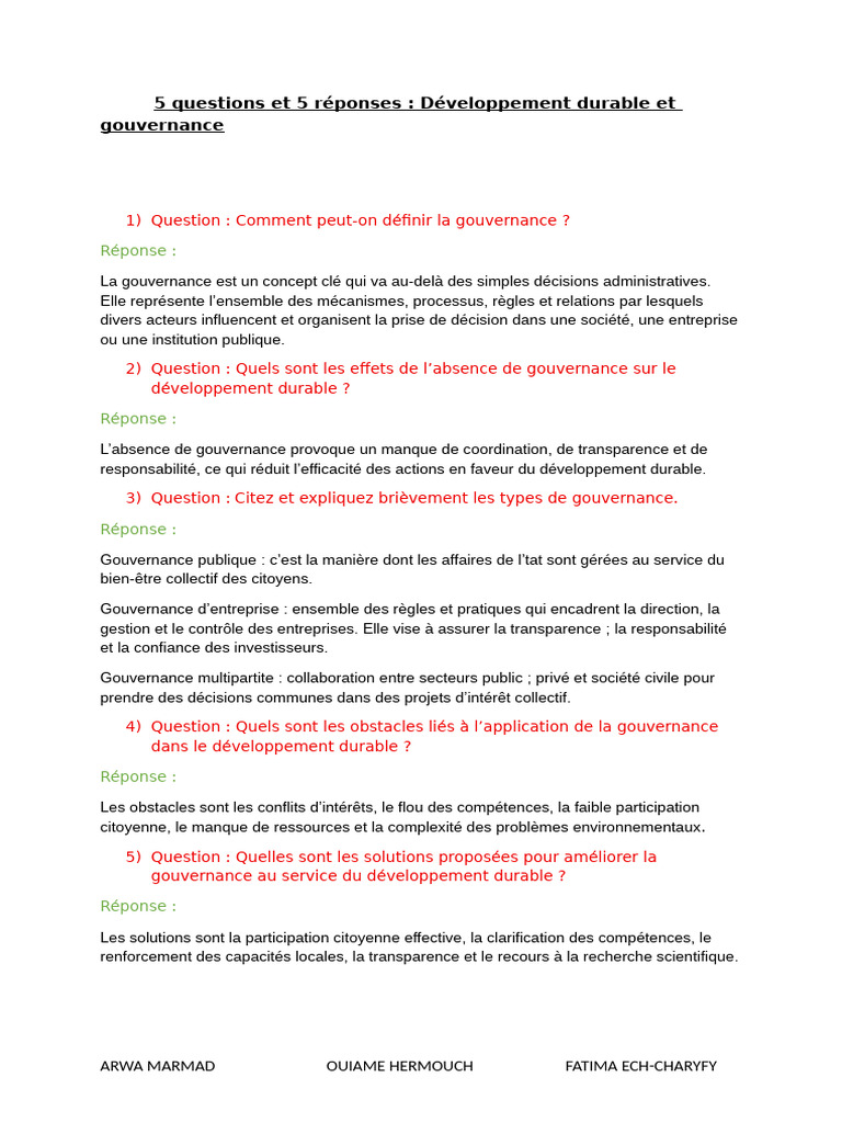 5 Questions Et 5 Réponses | PDF