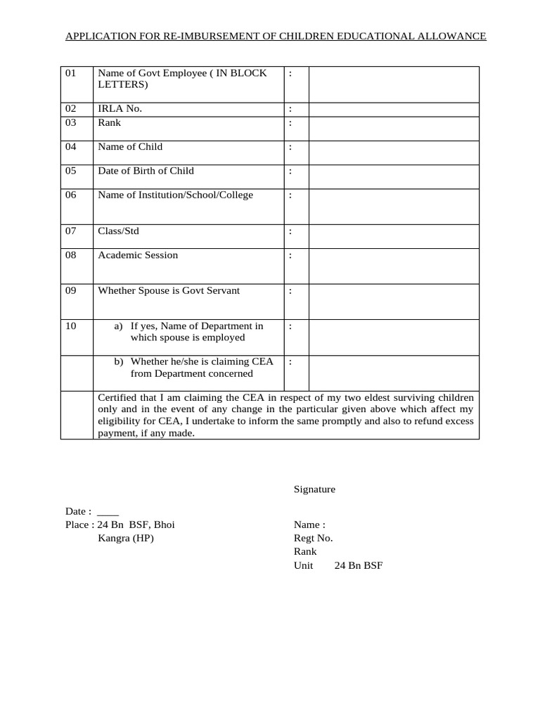 Cea New Form | PDF