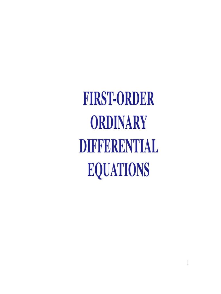 Lecture - W9 - First Order Ordinary Differential Equation | PDF