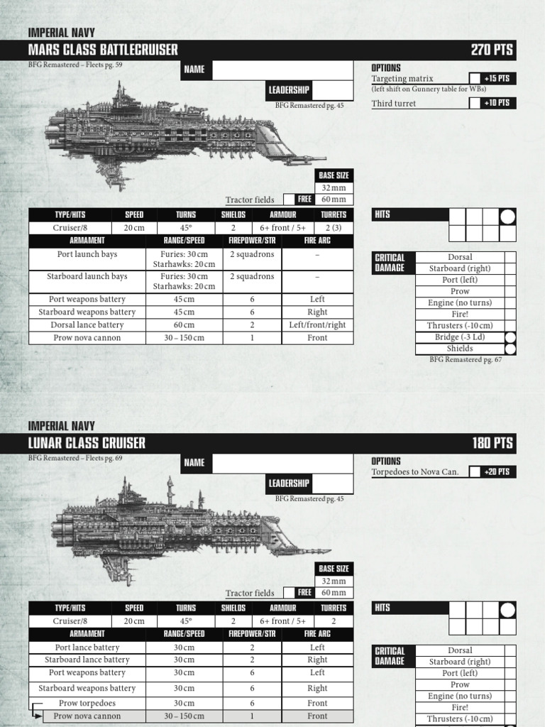 Starter Kit Ship Cards Imperial Navy | PDF
