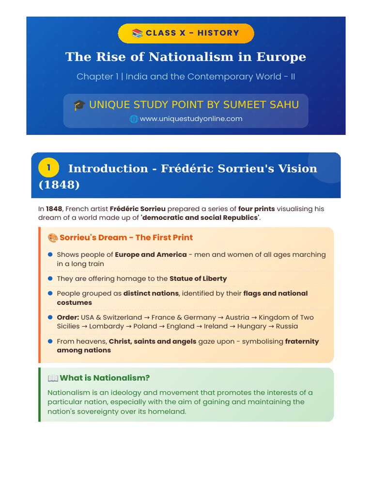 Class X History Ch1 Rise of Nationalism Notes USP | PDF | Otto Von ...