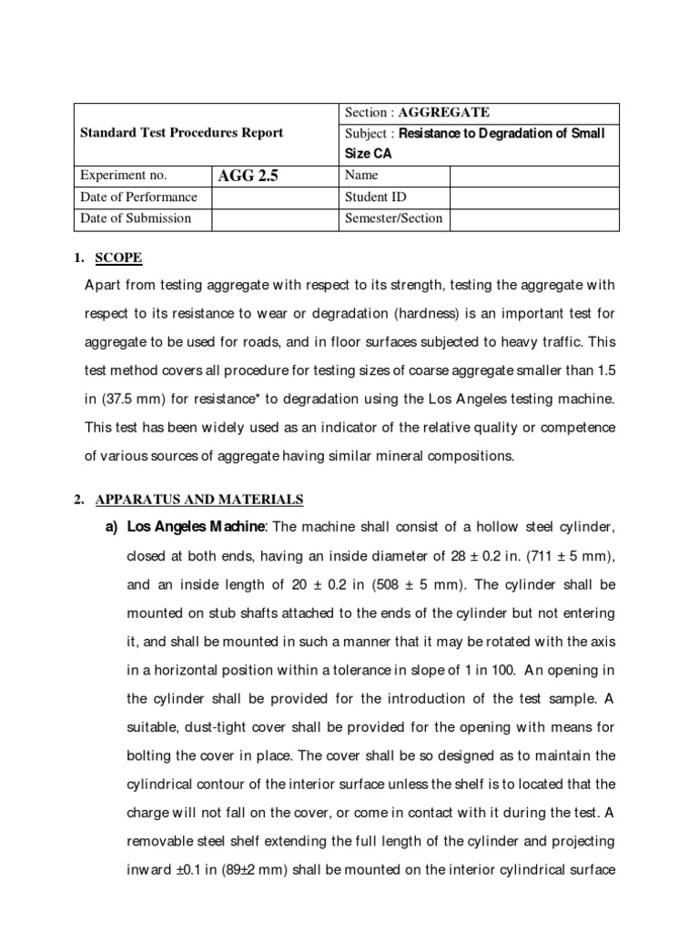 Standard Test Procedures Report: Resistance To Degradation of Small ...