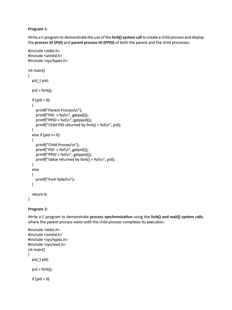 System Calls Process | PDF | Concurrency (Computer Science) | Unix
