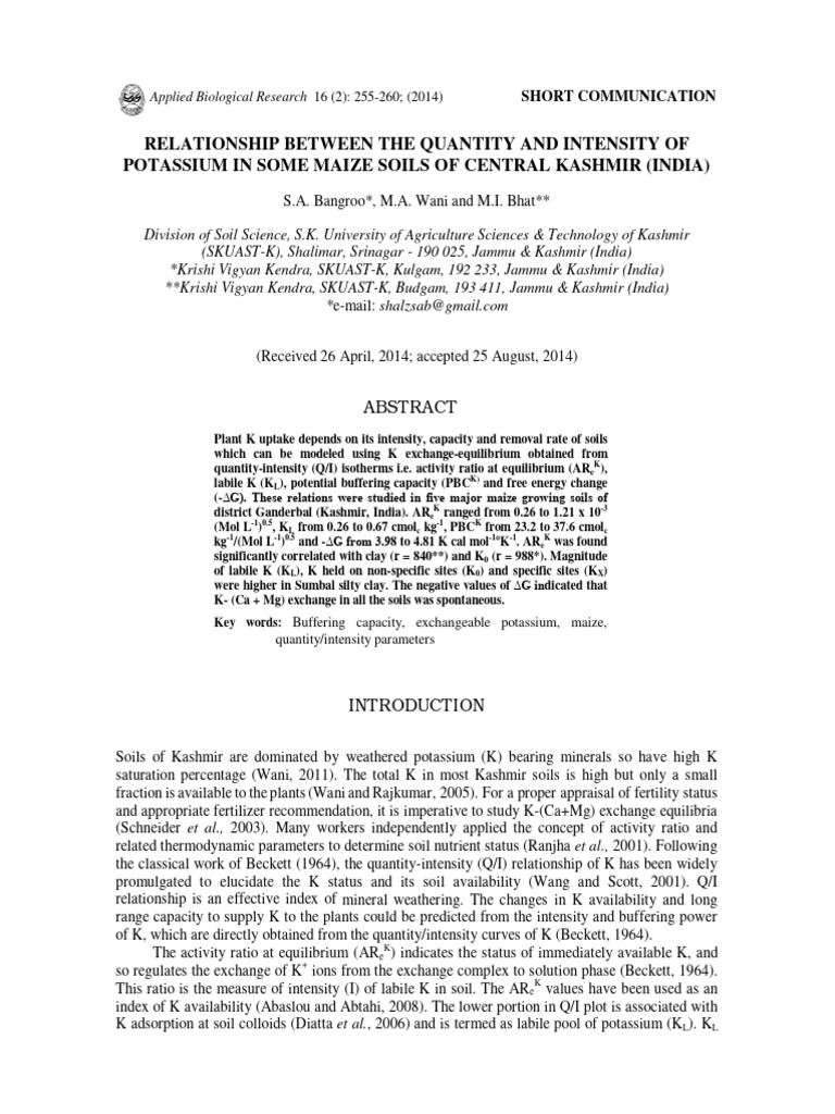 Relationship Between The Quantity and in | PDF