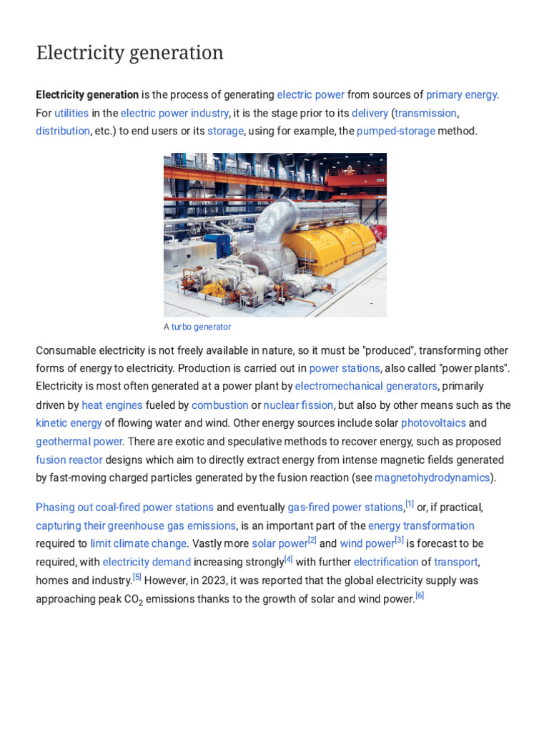 Electricity Generation - Wikipedia | PDF | Electricity Generation ...