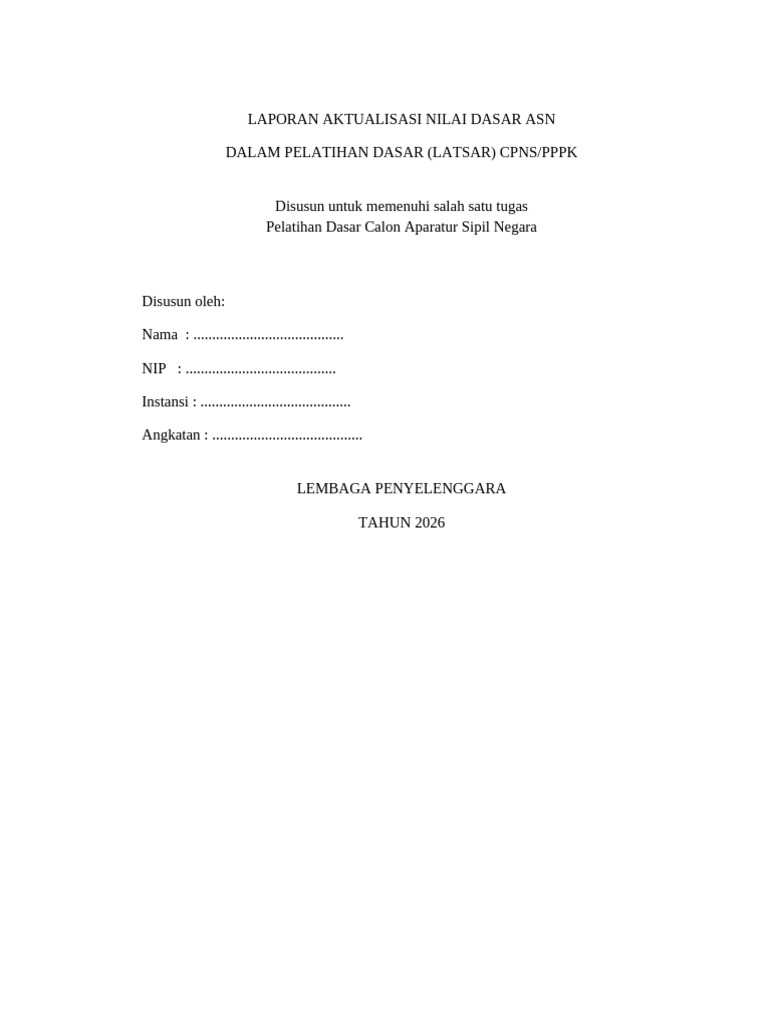 Laporan Latsar ASN Siap Print | PDF