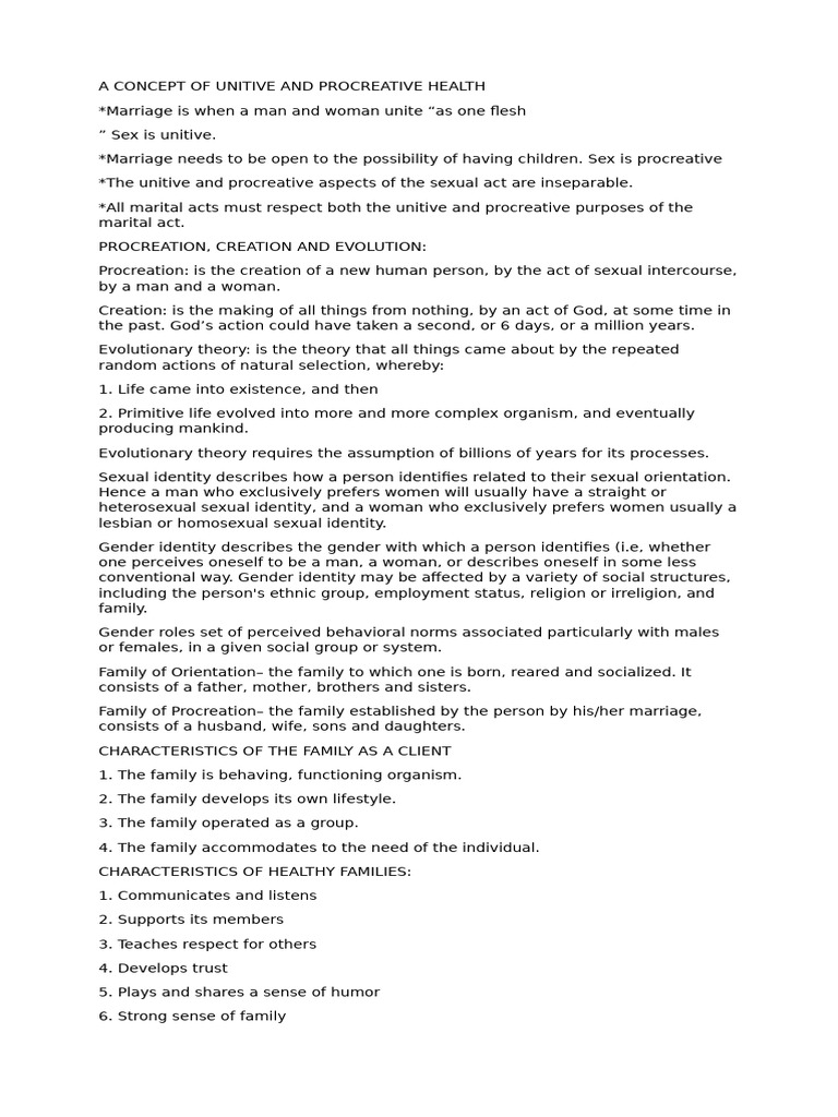 A Concept of Unitive and Procreative Health | PDF