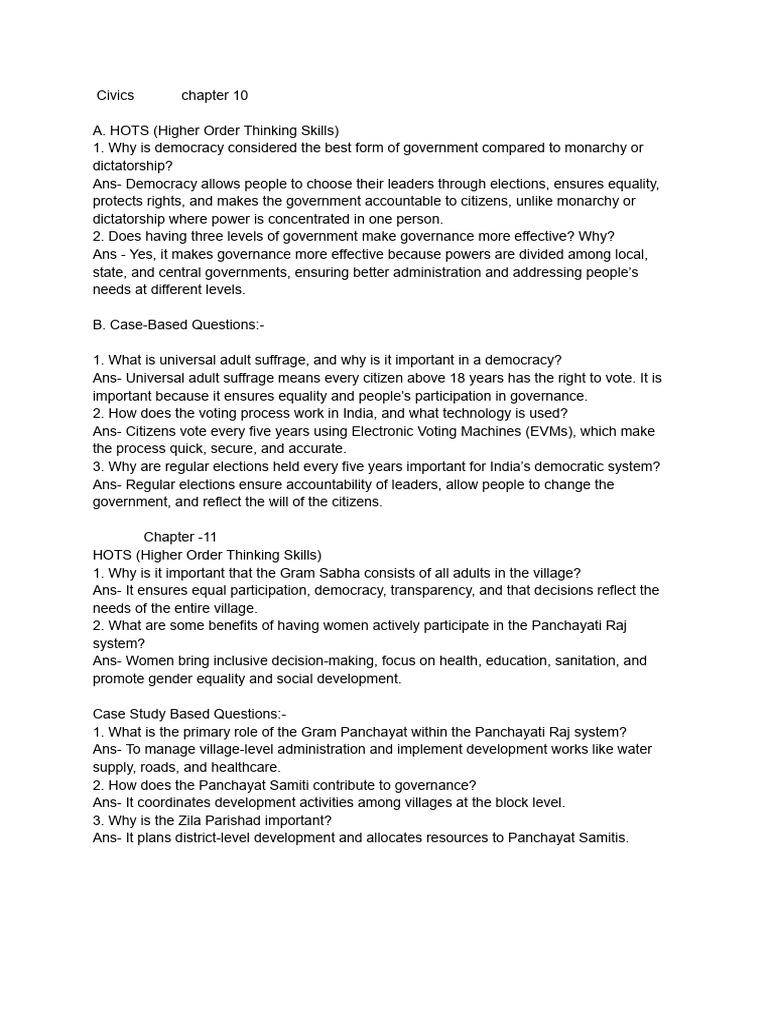 Civics Chapter 10 and 11 | PDF