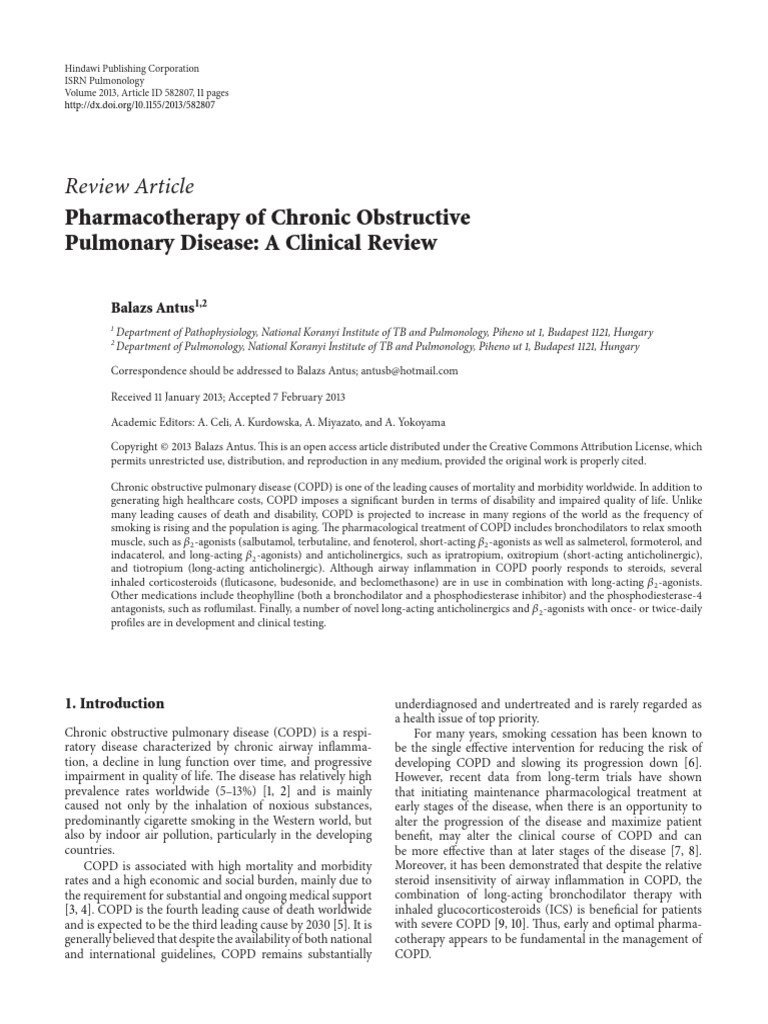 Pharmacotherapy of Chronic Obstructive Pulmonary D | PDF
