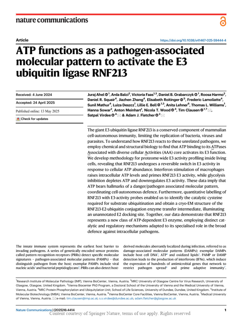 ATP Functions As A Pathogen-Associated Molecular P | PDF