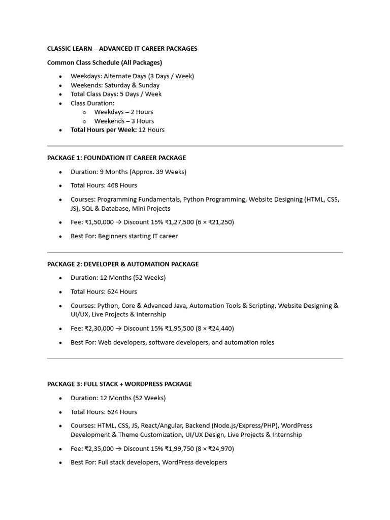 IT Course Package | PDF