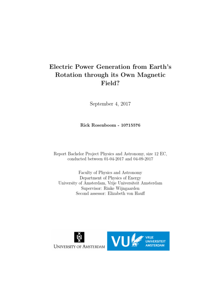 Electric Power Generation From Earth S Rotation TH | PDF