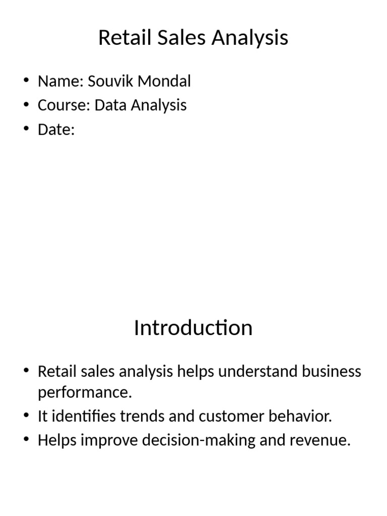 Retail Sales Analysis Presentation | PDF