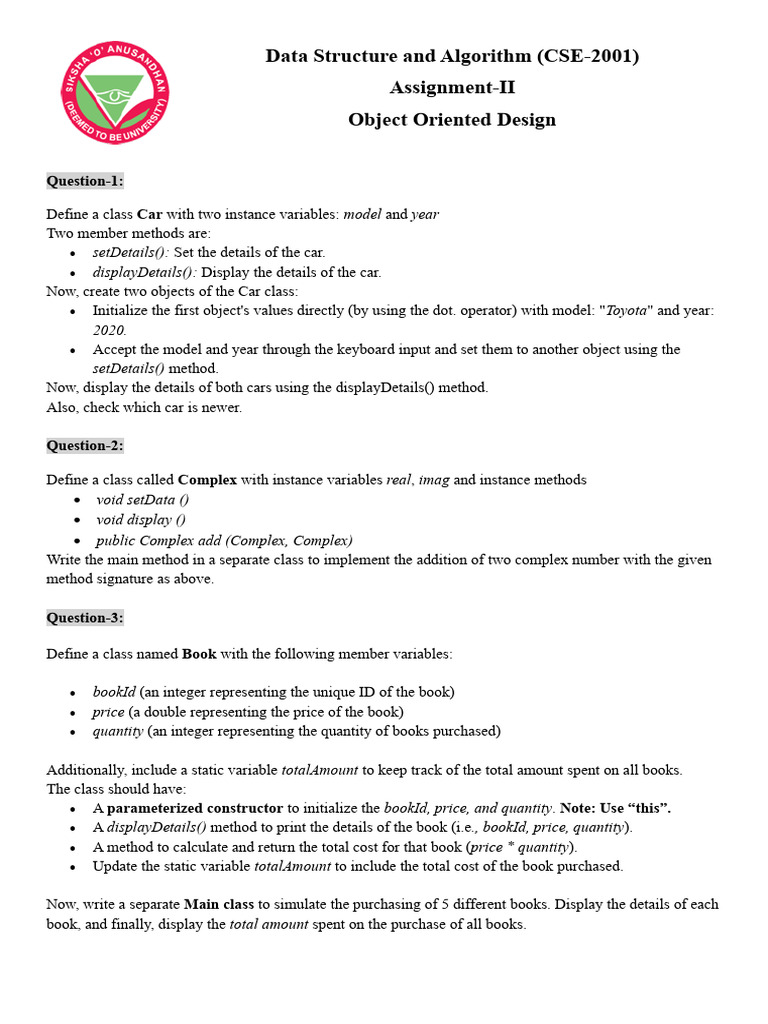 Dsa Assignment 2 | PDF | Method (Computer Programming) | Constructor ...