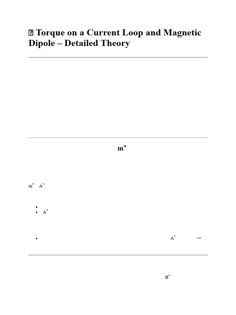? Torque On A Current Loop and Magnetic Dipole Ajay | PDF