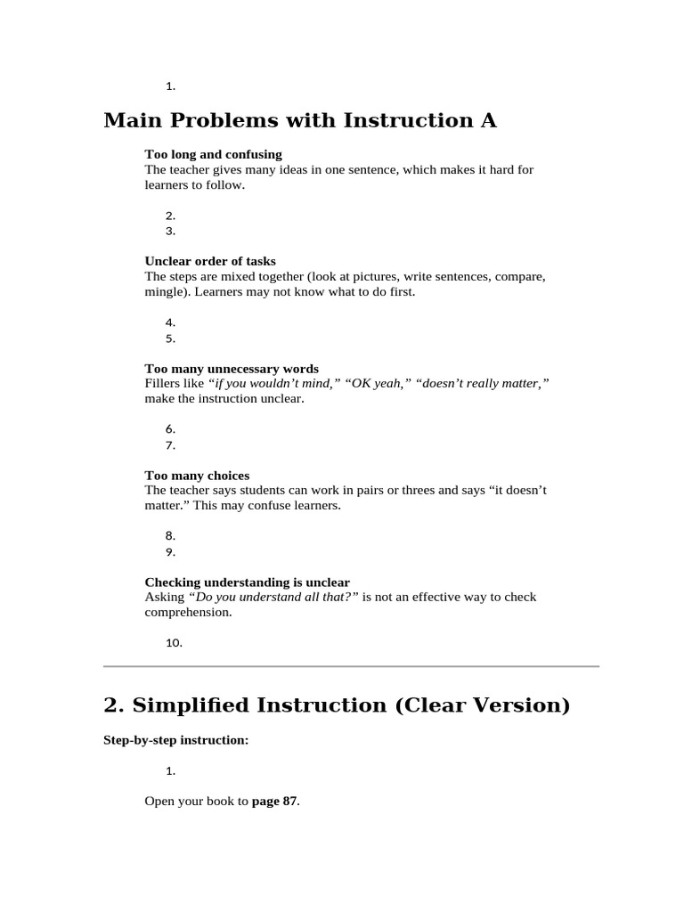Main Problems With Instruction A | PDF