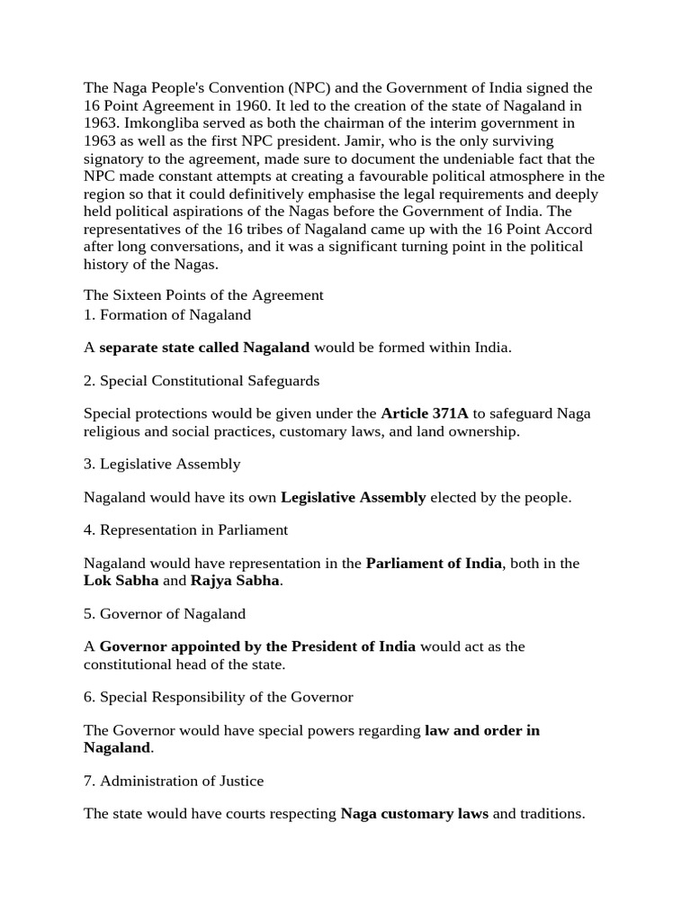 History of 16 Point Agreement | PDF | Government Of India | Government