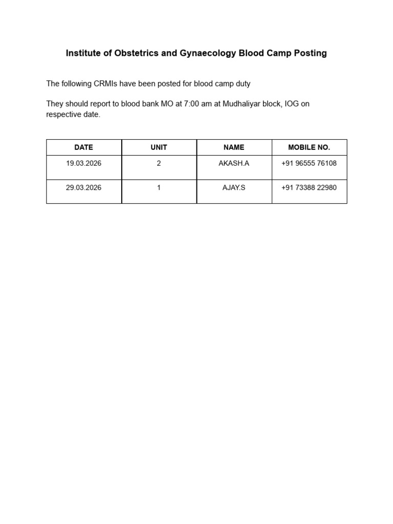 IOG A Batch Blood Camp Posting | PDF
