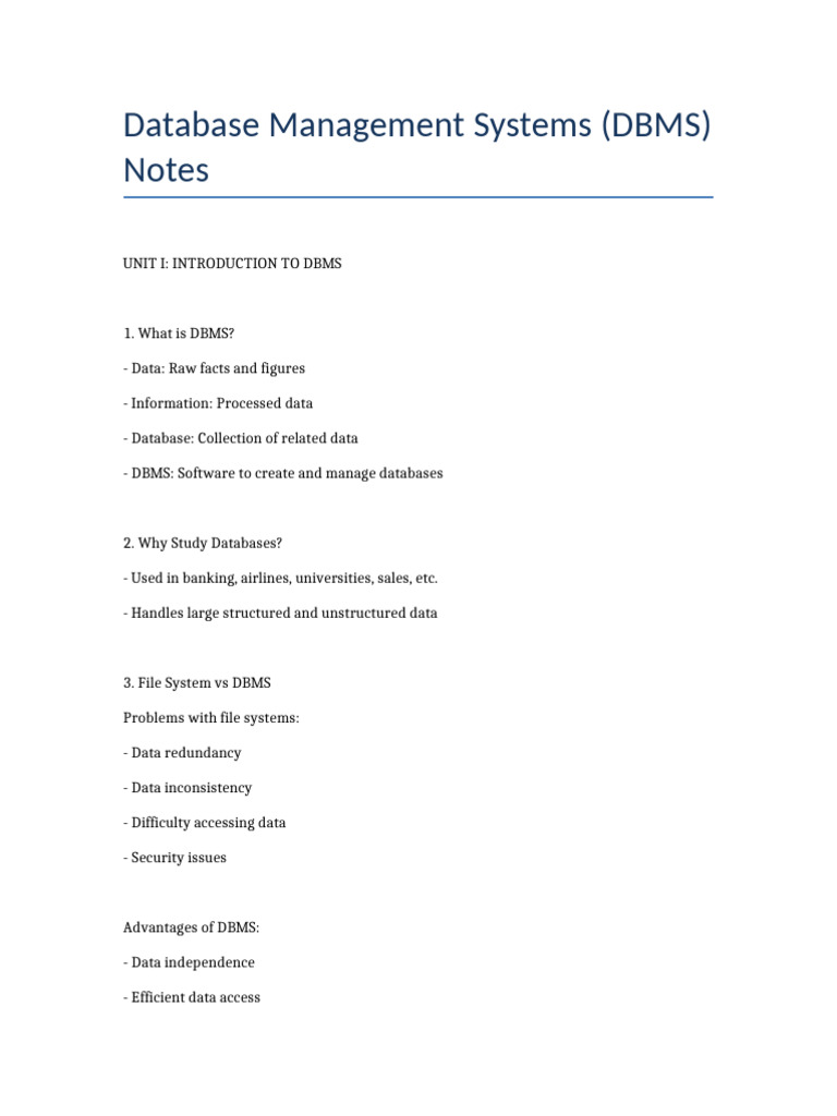 Dbms Notes | PDF