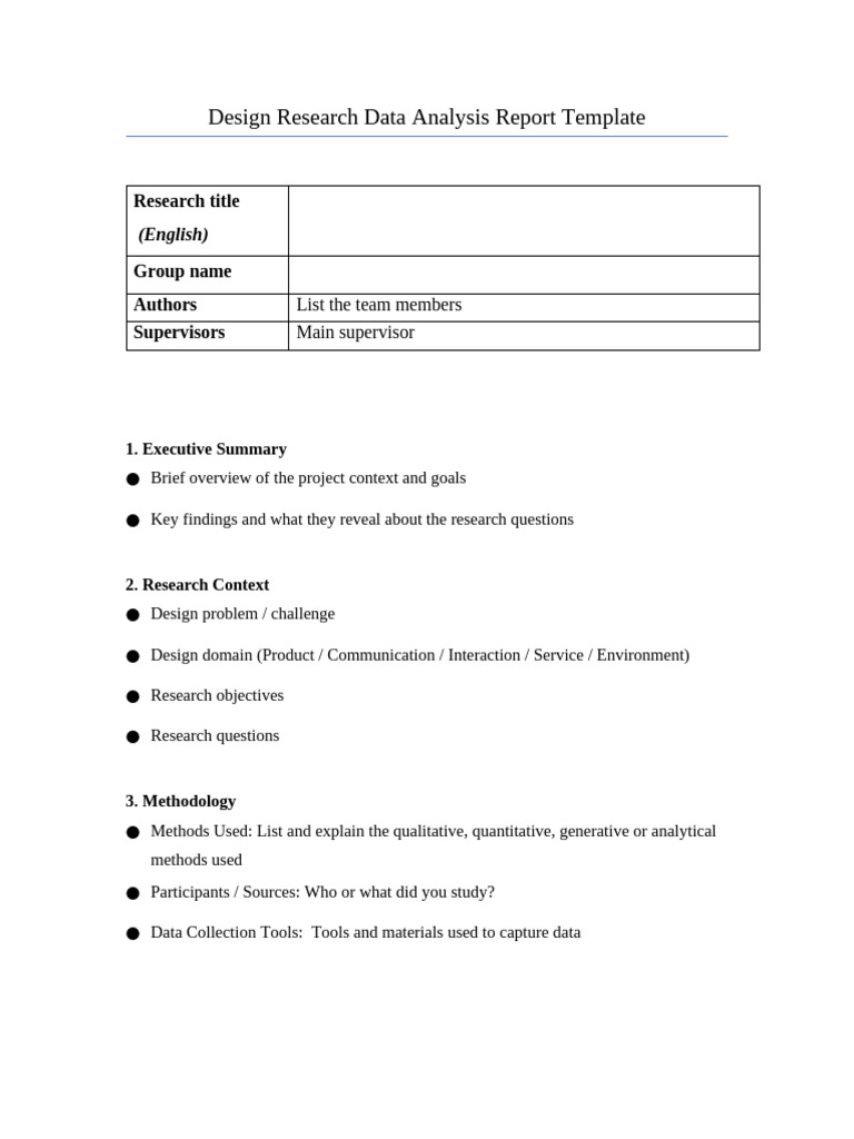 Design Research Data Analysis Report Template | PDF