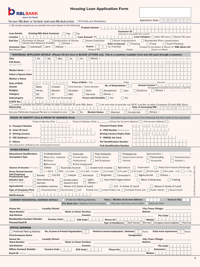 Application Form Affordable Home Loan | PDF