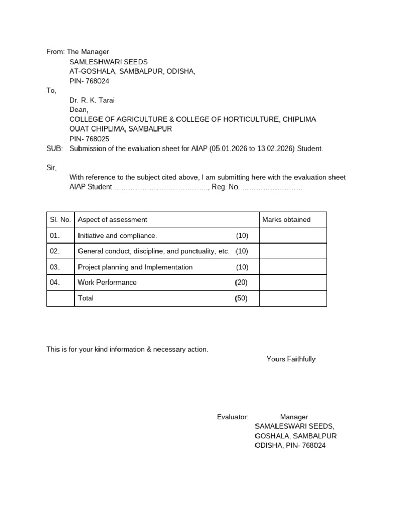 Evaluation Letter Fin | PDF