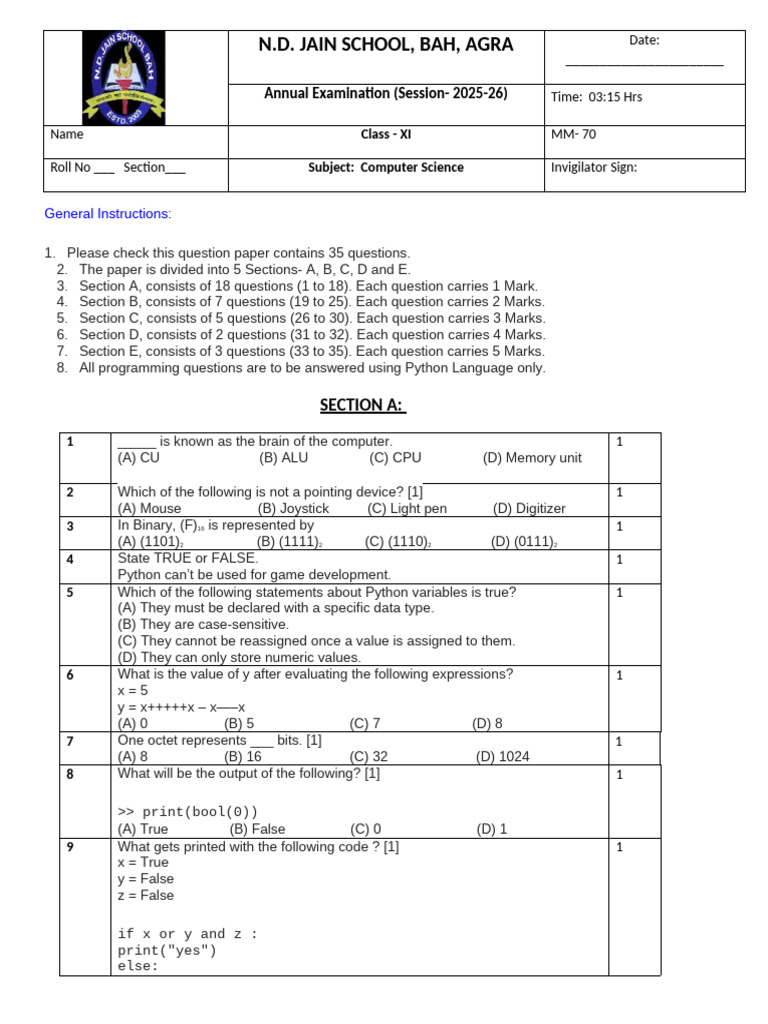 11th Computer Science | PDF
